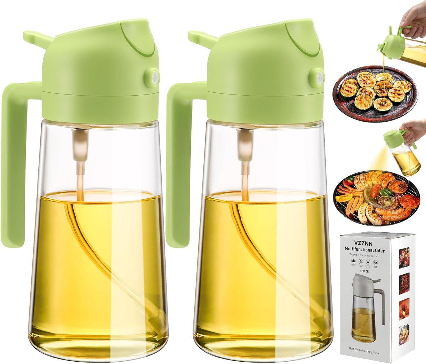 2 Pack Oil Dispenser And Sprayer Bottle For Kitchen