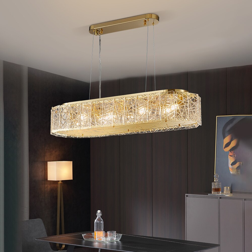 Leslie Modern Textured Frosted Glass And Copper Bar Chandelier