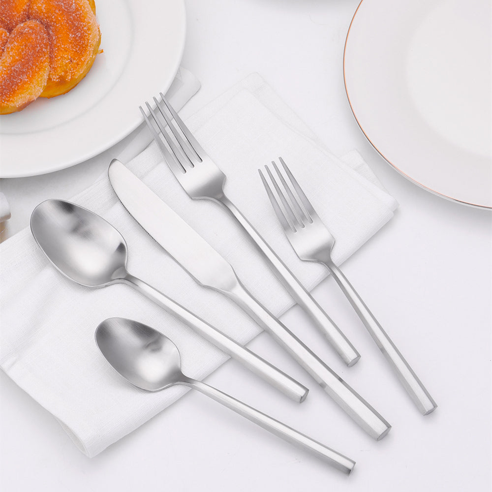 Vaikon Luxury Cutlery Set in Matte Silver by Monarque