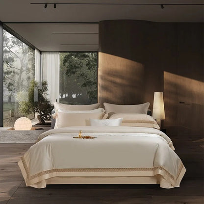 Vaikon Bedding Set in Elysium Beige crafted from Egyptian Cotton